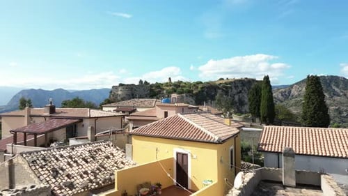 Aerial video of Italian Medieval village of Gerace, Calabria
