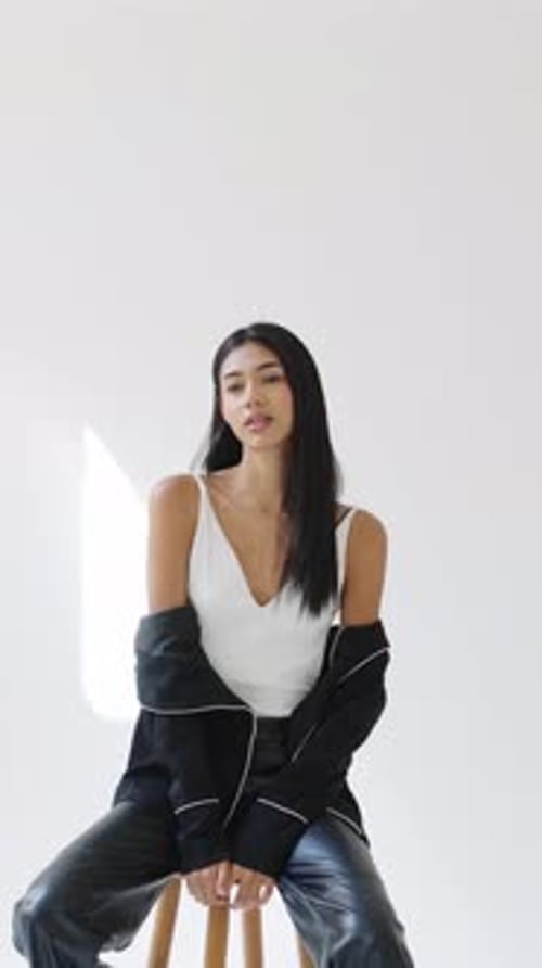 Woman Posing in Studio Fashion Photo Shoot