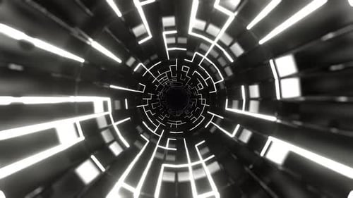 White Endless Tunnel Of Neon Pulses Background VJ Loop In 4K