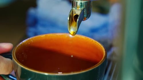 Coffee come out from coffee making espresso