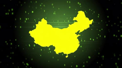 Technological Map Reveal with Green Binary Data