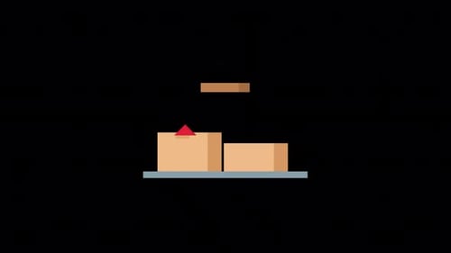 Flat Design Animated Icon of Shipping Boxes with Up Arrows
