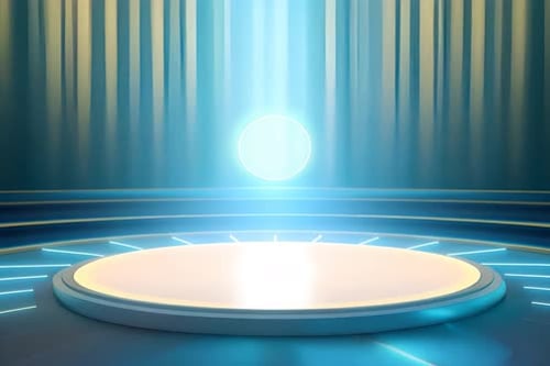 podium Futuristic showcase with platform for product displaying. Empty modern stage display