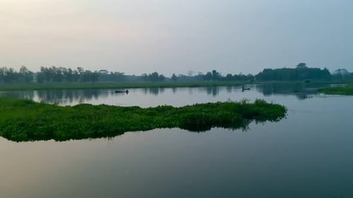 peaceful and calm atmosphere on the lake in the afternoon