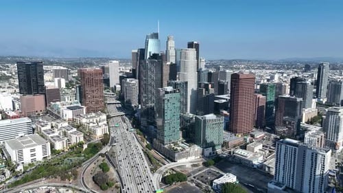Highrise Buildings At Los Angeles In California United States.