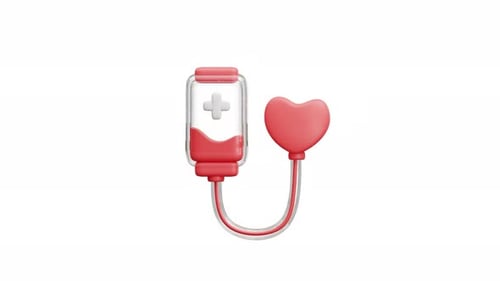 Animated 3D Blood Bag Heart Medical Icon
