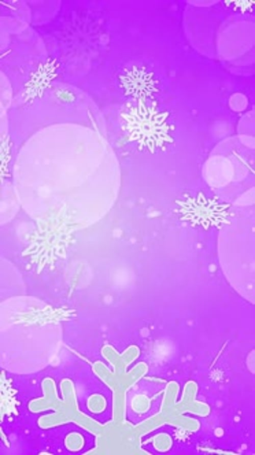 Vertical Deep Pink Winter Snowflake Background Loop V4