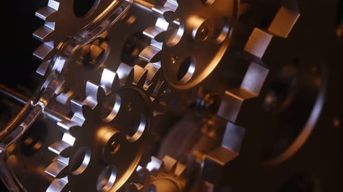 Metal Gears Rotating in Synchronization