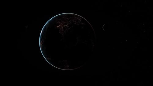 planet earth whole round 3D orbital rotation with day night transition
