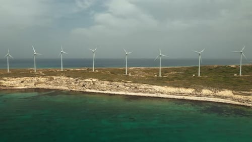 Wind turbines.