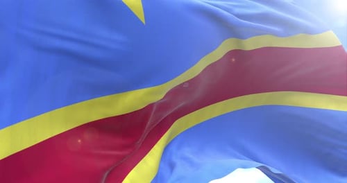 Democratic Republic of Congo National Flag Waving Loop