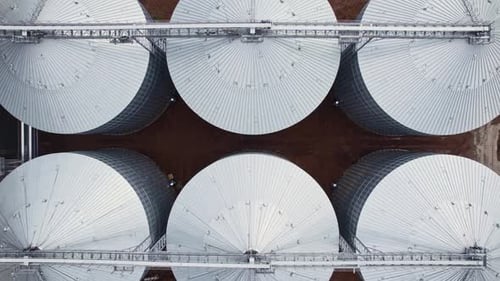 Giant Steel Grain Silos Grain Storage and Processing Industry in the Food Industry