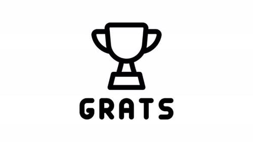 Animated Grats Trophy Icon in Flat Design Style