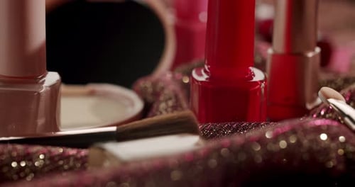 Glamorous Still Life of Makeup and Nail Polish