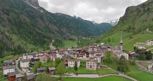 Aerial View of Rocca Pietore Italy Charming Tourist Town