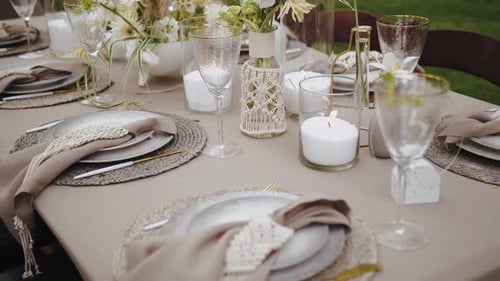 Elegant Table Setting at Outdoor Wedding Celebration
