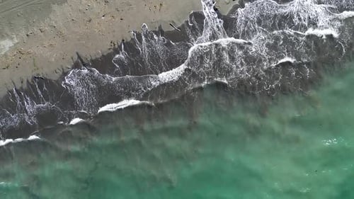 Beautiful Texture of Big Power Dark Ocean Waves with White Wash