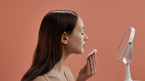Gentle Skincare Routine with Cotton Pad Application