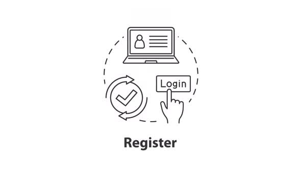 Animated Line Icons: User Account Registration and Login Process ...