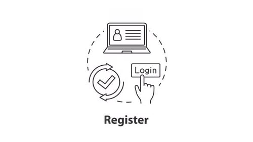 Register concept icon line animation
