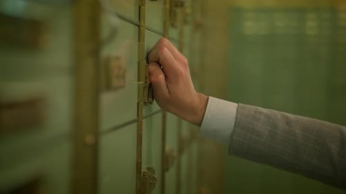 Safe Deposit Boxes Inside Secure Bank Vault Storage Room