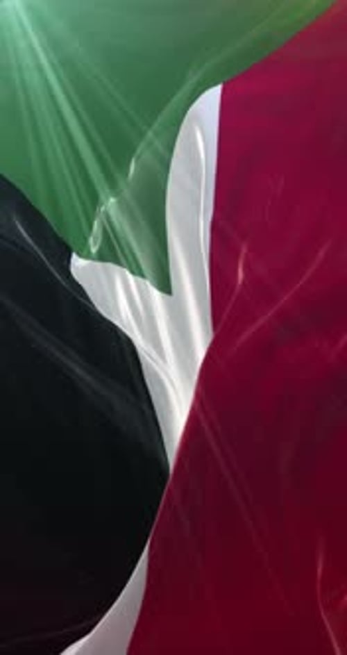 Waving Flag of Kuwait Vertical Animation