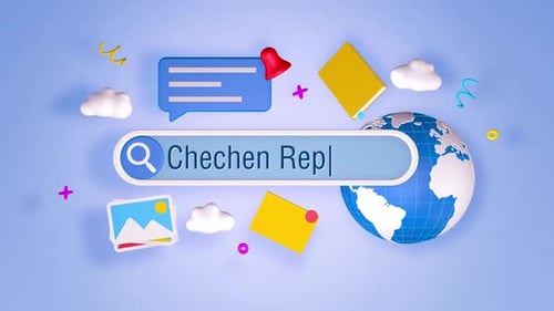 Modern 3D Search Bar Text Typing and Digital Icons Animation