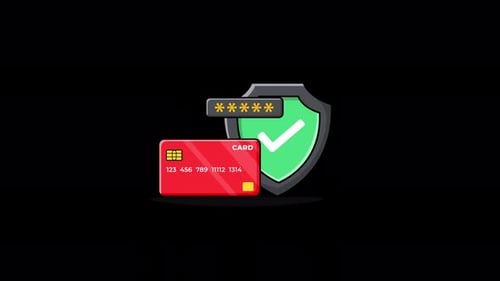 Animated Bank Card with Shield and Lock Video - Transparent