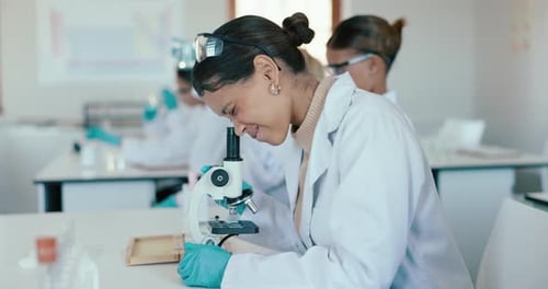 Students in Science Lab Working with Microscopes