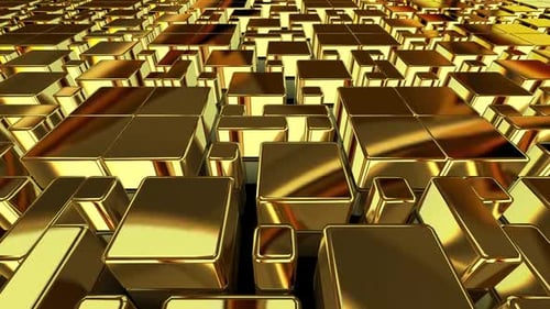 Dynamic Golden Cubes Abstract Corporate Motion Background