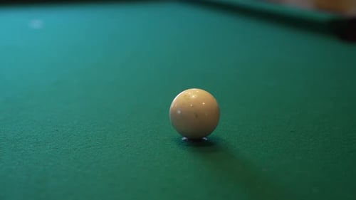 Ball Being Hit on Pool Table - Close-up Shot HD