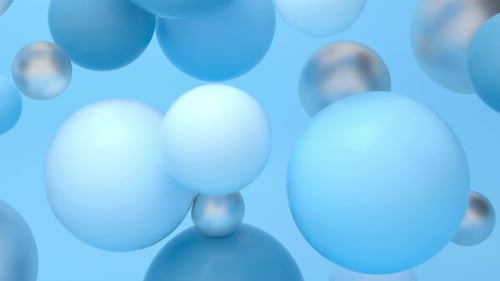 Dynamic Blue and Silver Spheres Floating Abstract Loop