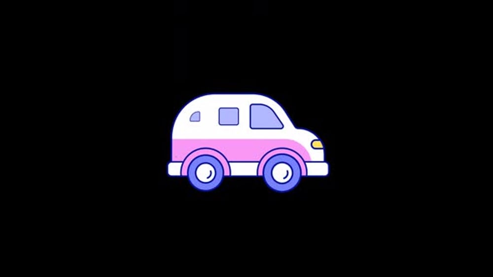 Flat Design Animated Car with Wiggling Wheels, Elements Motion Graphics ...