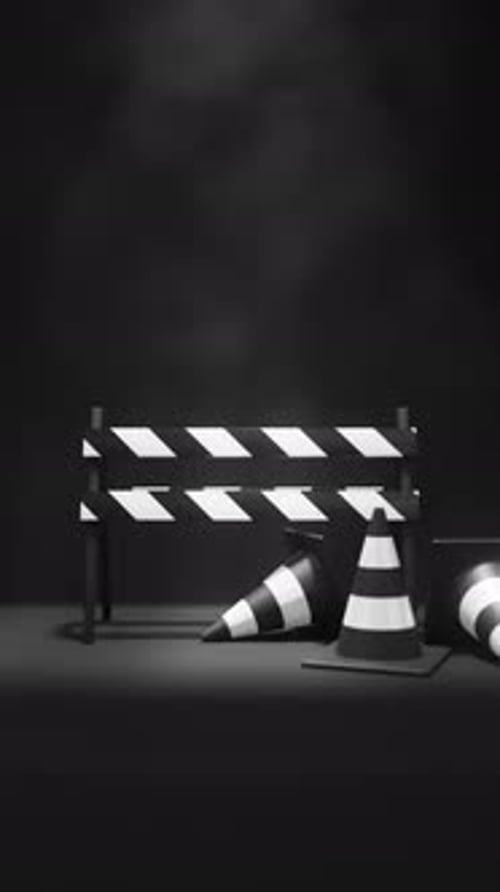 Animated 3D Under Construction Vertical Background with Clapperboard