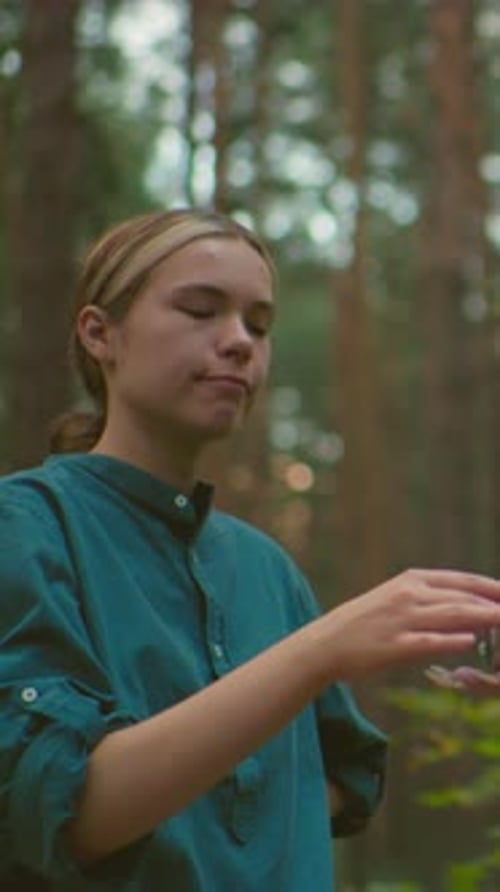 Friends Enjoy Peaceful Drink Together in Serene Forest