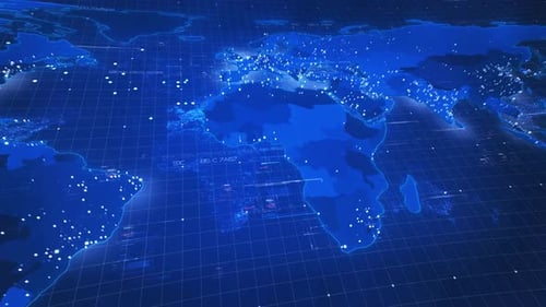 Digital Global Network World Map Technology Background