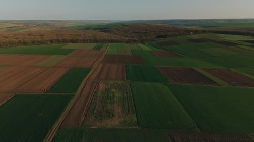 An Aerial View That Captures the Vibrant and Colorful Patchwork of Farmland Landscape