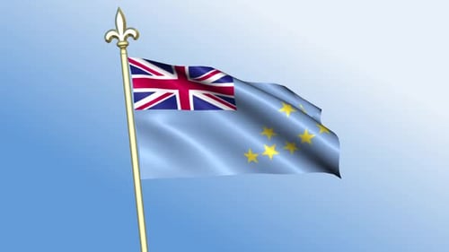 Waving Tuvalu Flag Animation on Flagpole