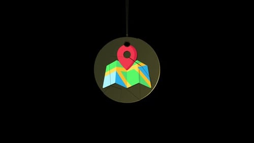 Modern Map Location Pin Icon Reveal on Geometric Circle