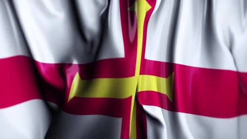 Realistic Guernsey National Flag Waving Animation