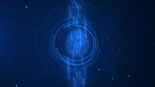 Futuristic AI Digital Data moving on Circuit Board Future AI tech machine learning, human fast digit