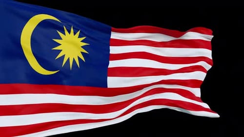Realistic Malaysian Flag Waving Loop Animation