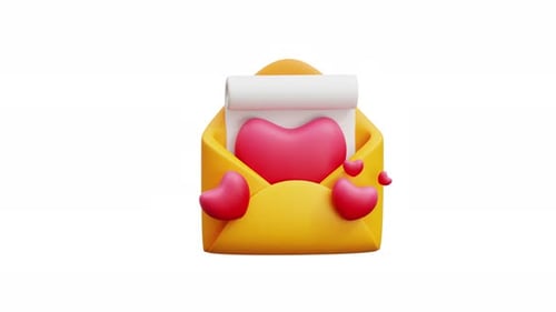 Animated 3D Envelope with Heart Message Reveal
