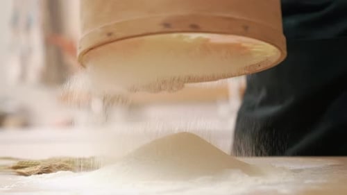 Wooden Sieve Sifting Flour