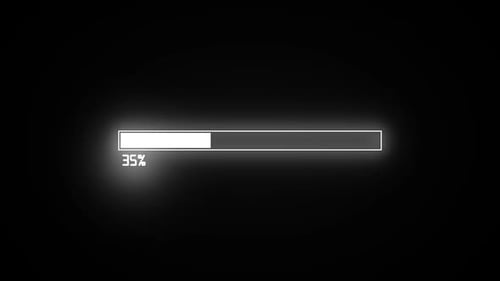 White color loading bar animation . Processing 0 to 100 present.