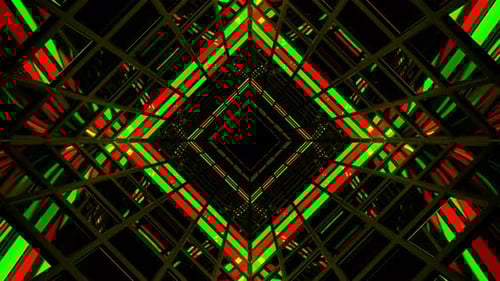 Green And Red Screen Square Light Tunnel Background Vj Loop In 4K