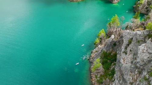 Aerial View Paddleboarding in Turkey s Canyon Group Exploring and Relaxing