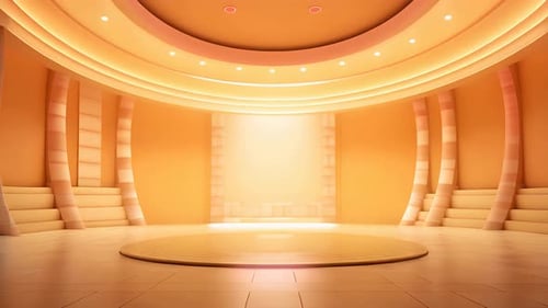 Virtual Stage Studio with Warm Lighting for Presentations