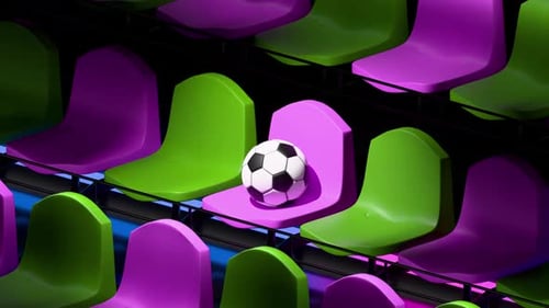 Animated Soccer Ball Bounces Over Empty Stadium Seats