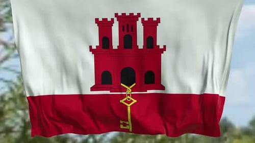 Gibraltar Flag Waving in Realistic Outdoor Scene